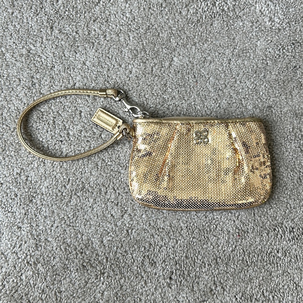 Gold Sequin COACH Wristlet
